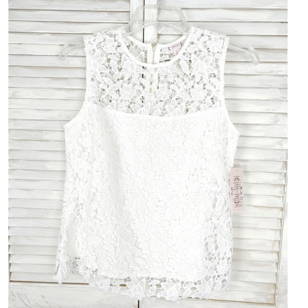 NWT NANETTE LEPORE  TEXTURED SLEEVELESS LILACE TOP - Picture 3 of 7